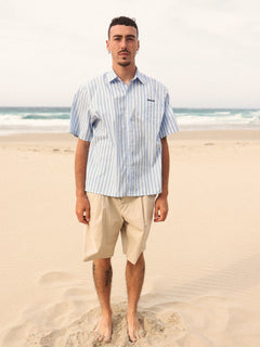 Cropped Oldies Shirt Blue Striped