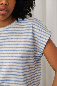 Suomi T-Shirt Textured Stripes Blue/White