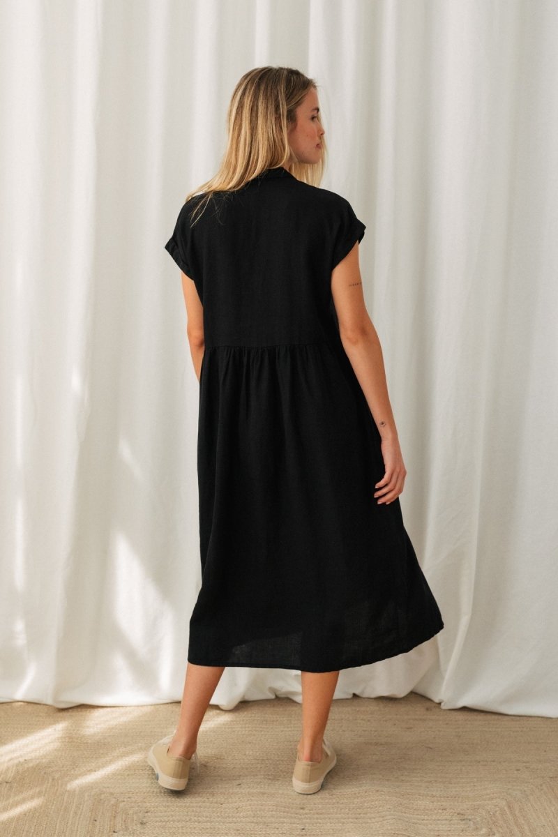 Wiese Linen Dress Black - IVALO.COM