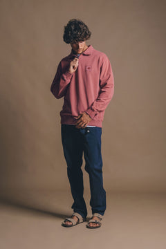 Men's Sauce Pigment Quarter Zip Sweater Burning Sky