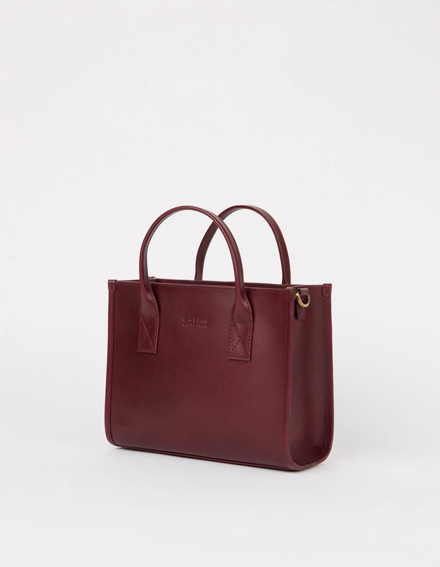 Jackie Midi Bag with Webbing Strap Classic Leather Dark Cherry