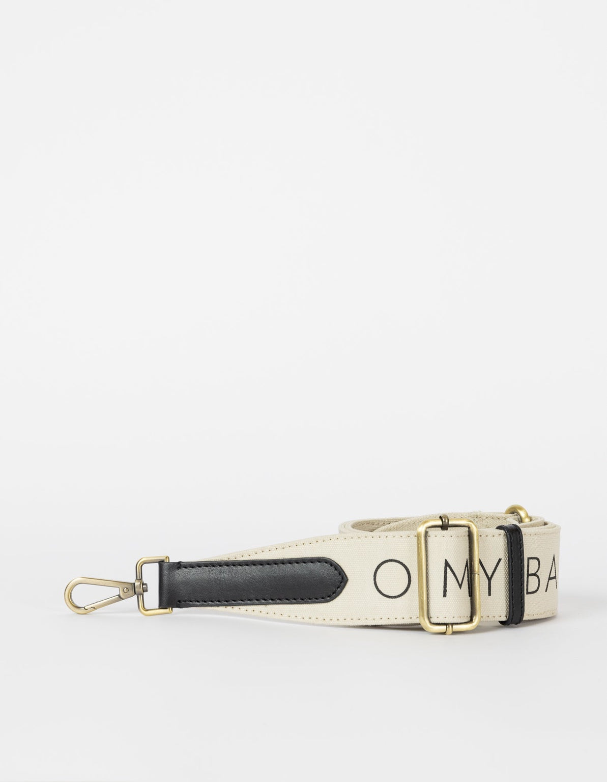 Canvas Logo Strap White & Black Classic Leather
