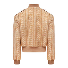 Ira Patterned Wool Bomber Jacket Caramel
