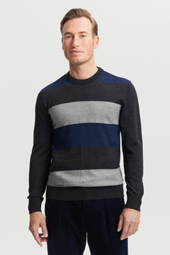 Daniel Extra Fine Merino Wool Pullover Blue/Grey