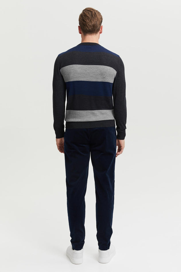 Daniel Extra Fine Merino Wool Pullover Blue/Grey