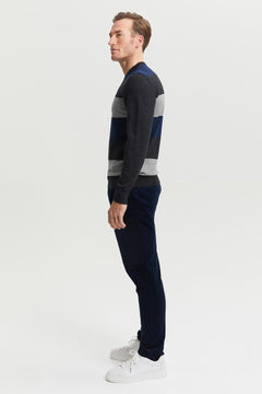 Daniel Extra Fine Merino Wool Pullover Blue/Grey