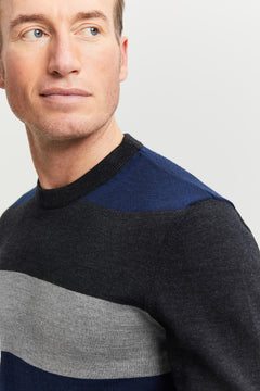 Daniel Extra Fine Merino Wool Pullover Blue/Grey