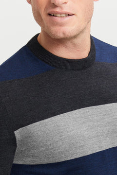 Daniel Extra Fine Merino Wool Pullover Blue/Grey