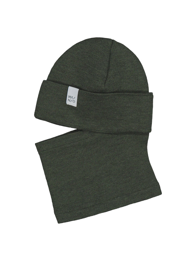 Kids' Fisherman Merino Balaclava Forest Green