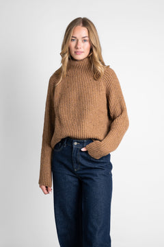 Recycled Wool Turtleneck Sweater Brown