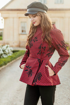 Double Breasted Jacket with Detachable Hood Crimson Heart Red