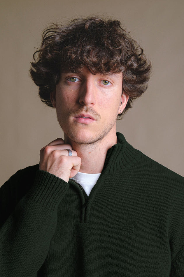 Bernia Quarter Zip Knit Forest