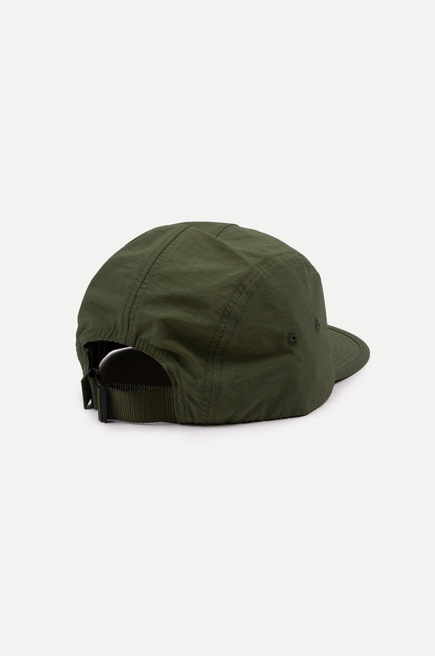 Water Repellent Nylon Five Panel Cap Dark Olive
