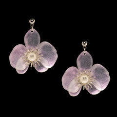Small Butterfly Orchid Stud Earrings Papaya Orange