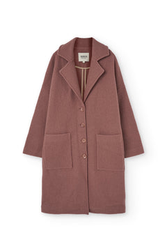 100% RWS Merino Wool Long Coat in Pink