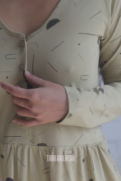 Giorgia Dress With Raglan Sleeves Beige Sidereal Rain