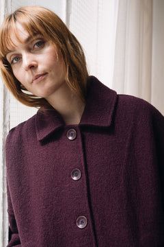 Merino Wool Short Coat in Purple