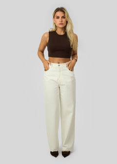 Kurt High-Neck Cropped Tank Top Brown