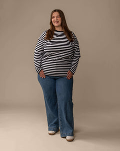 Muisto Long T-Shirt Black/White Stripe
