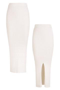 Madonna Reversible Ribbed-Knit Midi Skirt White