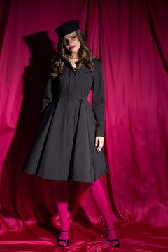 Fit and Flare Raincoat with Full Circle Hem Black / Pink Ruby