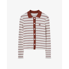 Striped Polo Cardigan Red / White
