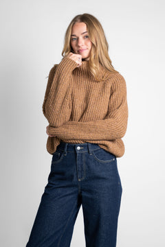 Recycled Wool Turtleneck Sweater Brown