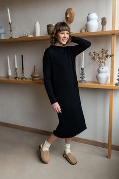 Longline Merino Wool Dress With Turn-Up Trims