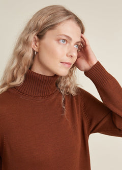Turtleneck Knitted Merino Wool Sweater Dress