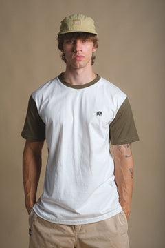 Color Block T-Shirt Natural/Dark Olive