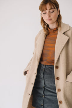 Merino Wool Long Coat in Beige