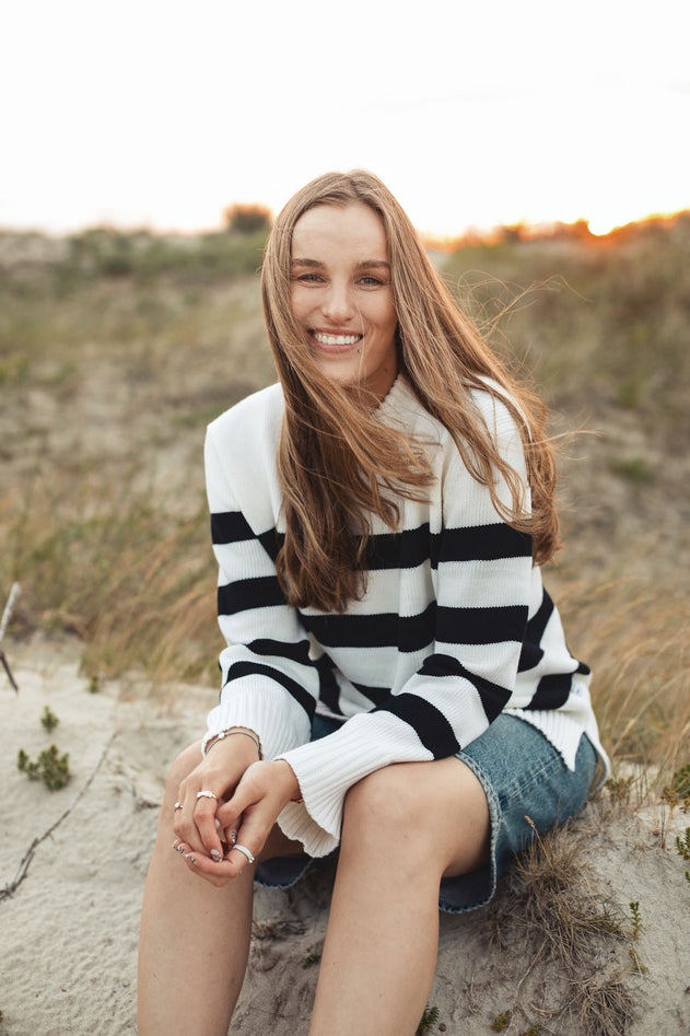 Marina Merino Jumper White Striped