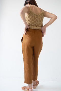 Bijoux Terracotta Linen Pleated Trousers