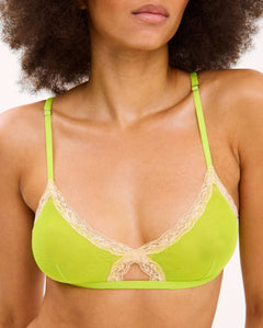 Mesh Lace Cut-Out Triangle Bralette Zesty Lime