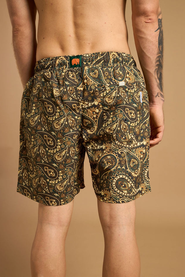 Forest Paisley Swim Trunks Green