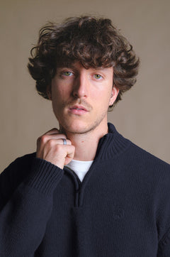 Bernia Quarter Zip Knit Ocean Blue