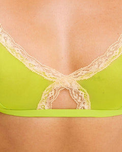 Mesh Lace Cut-Out Triangle Bralette Zesty Lime