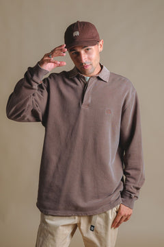 Carvalho Pigment Heavyweight Polo Sweater Chestnut