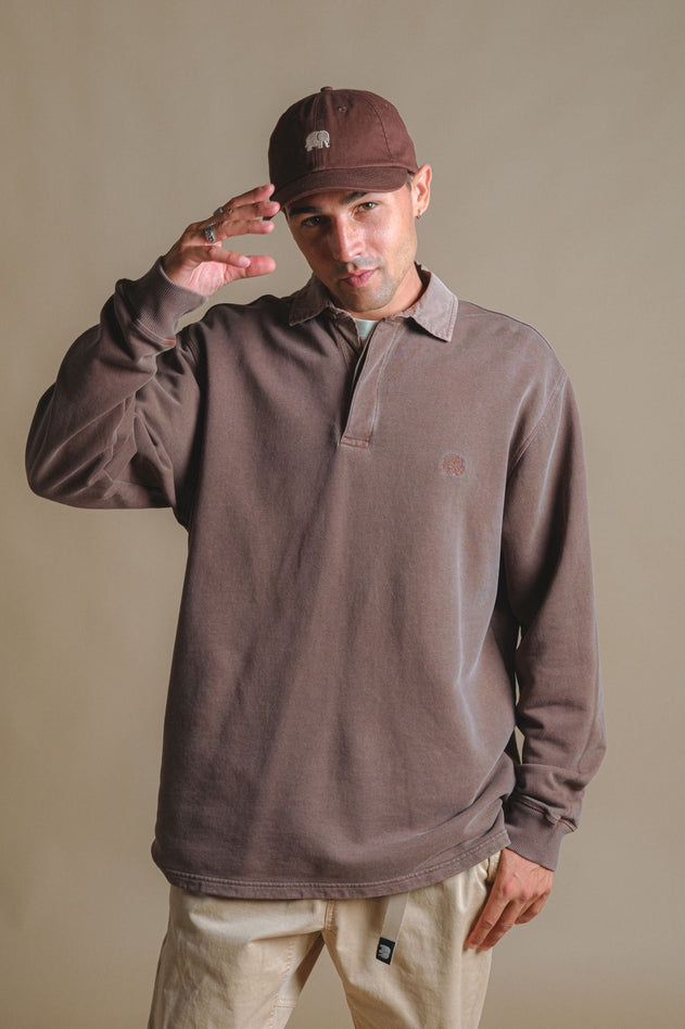 Carvalho Pigment Heavyweight Polo Sweater Chestnut