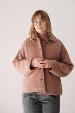 Merino Wool Short Coat in Pink