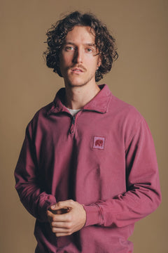 Men's Sauce Pigment Quarter Zip Sweater Garnacha Red