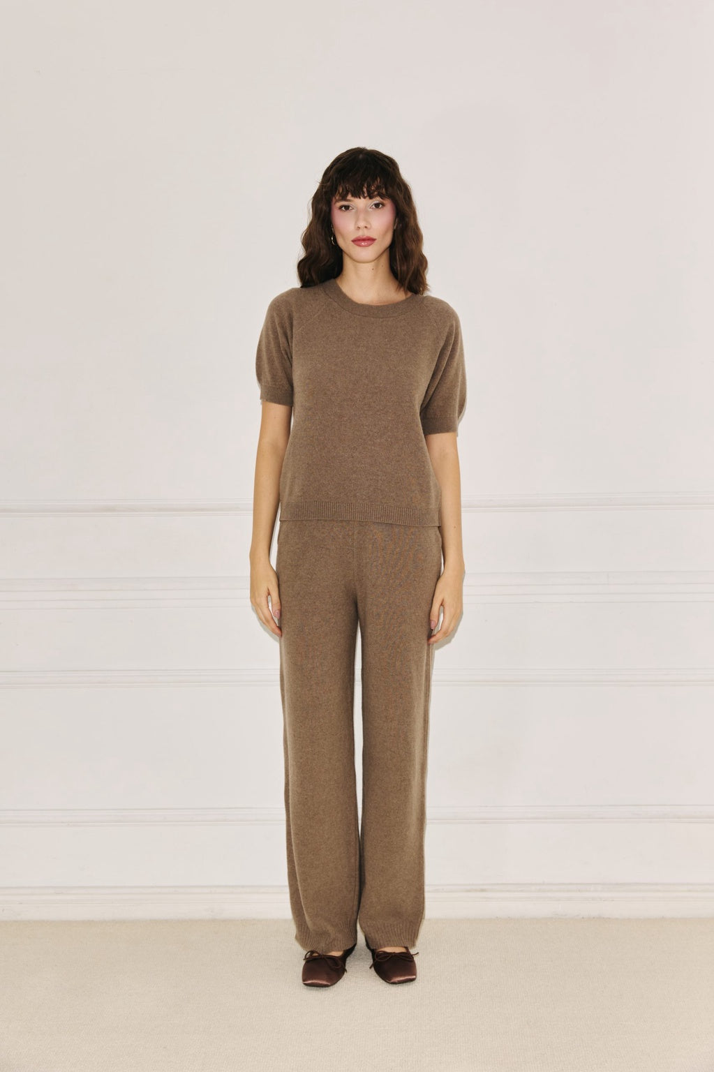 Amelié taupe short sleeve sweater