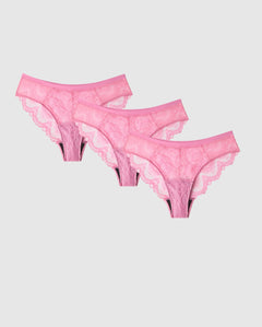 Light Flow Lace Period Underpants 3-Pack Pink