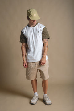 Color Block T-Shirt Natural/Dark Olive