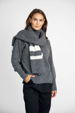 Knitted Alpaca Mix Scarf Grey
