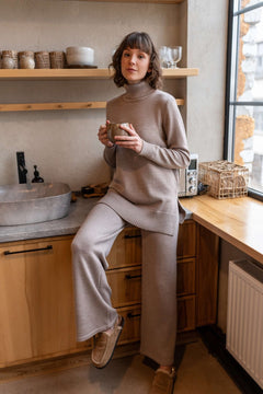 Merino Wool Wide-Leg Knitted Pants