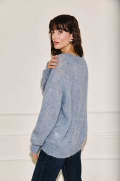 Sweater mohair grey blue