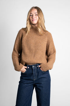 Recycled Wool Turtleneck Sweater Brown