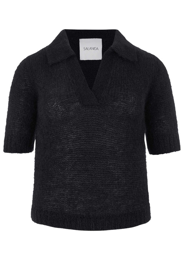 Melody Mohair Polo Top Black