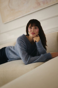 Sweater mohair grey blue